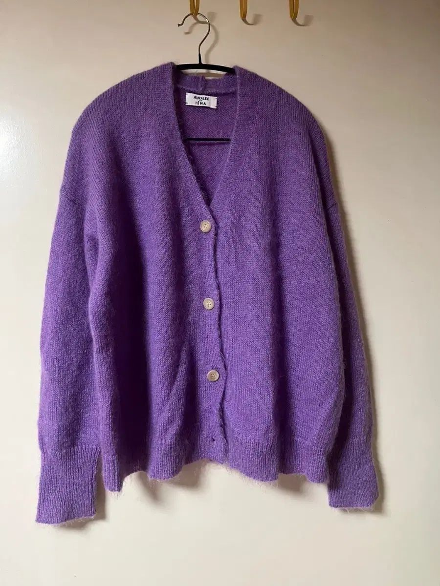 オーラリー モヘア カーディガン パープル
