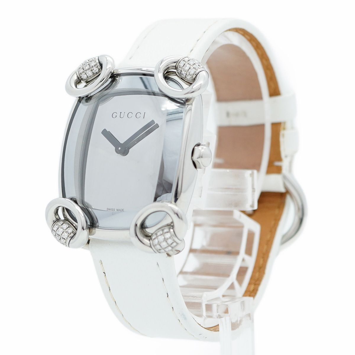 5 wwo 0100 グッチ ホースビットカクテル 117.5 ミラー文字盤 腕時計 レディース