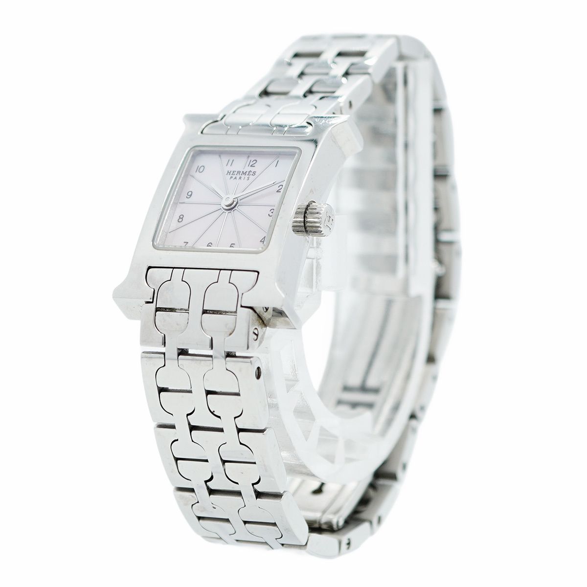 5 wwo 0107 エルメス Ｈウォッチ HH 1.110 ピンク文字盤 腕時計 レディース