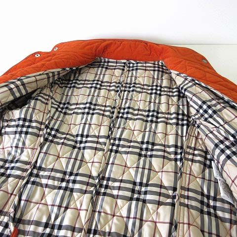バーバリー ロンドン BURBERRY LONDON キルティングジャケット コーデュロイ 中綿 ノバチェック ロゴ ボタン レザーパイピング XL 42 オレンジ ゆったり 大きいサイズ