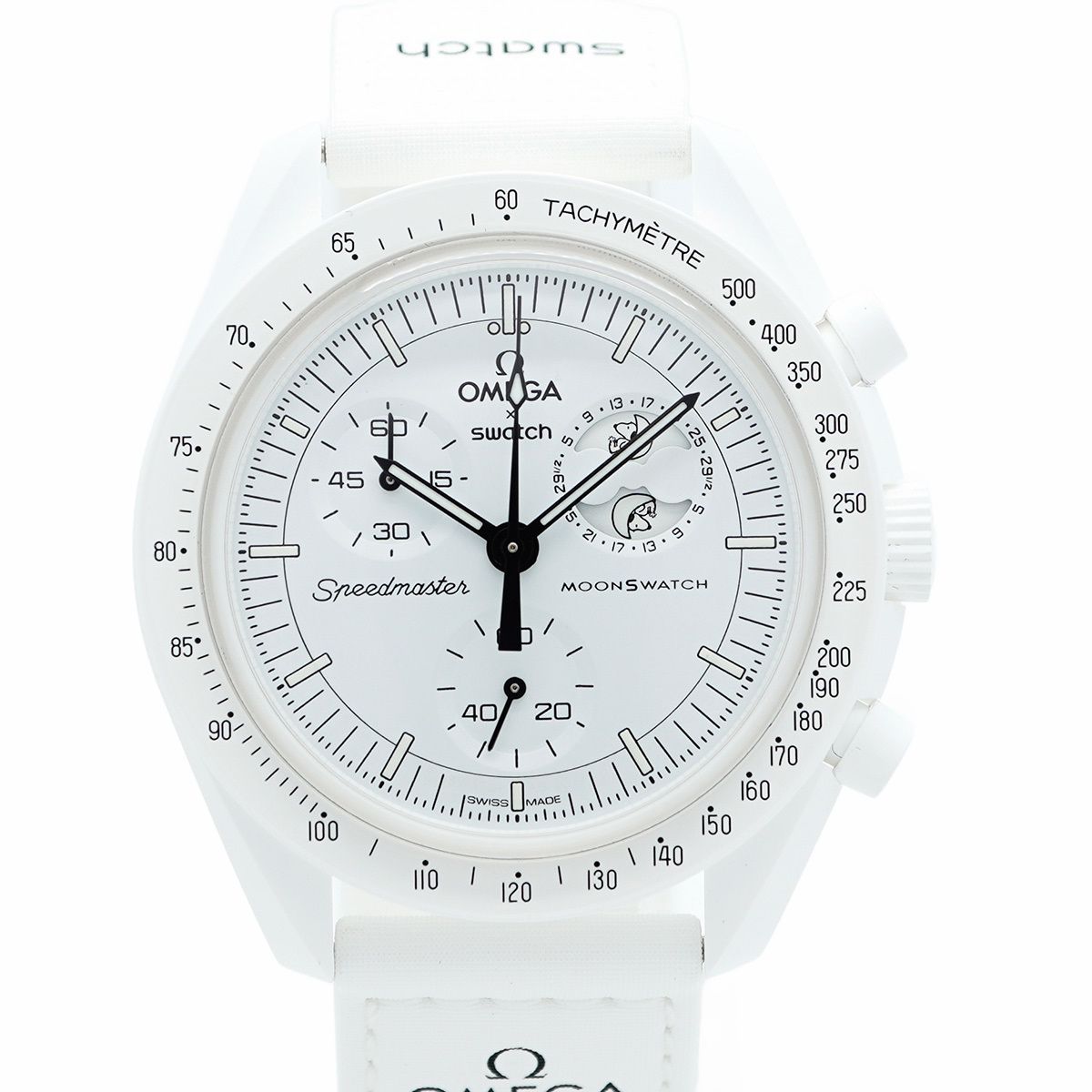 5wwo0158 スウォッチ×オメガ ミッション トゥ ムーンフェイズ フルムーン SO33W700 白文字盤 腕時計 メンズ