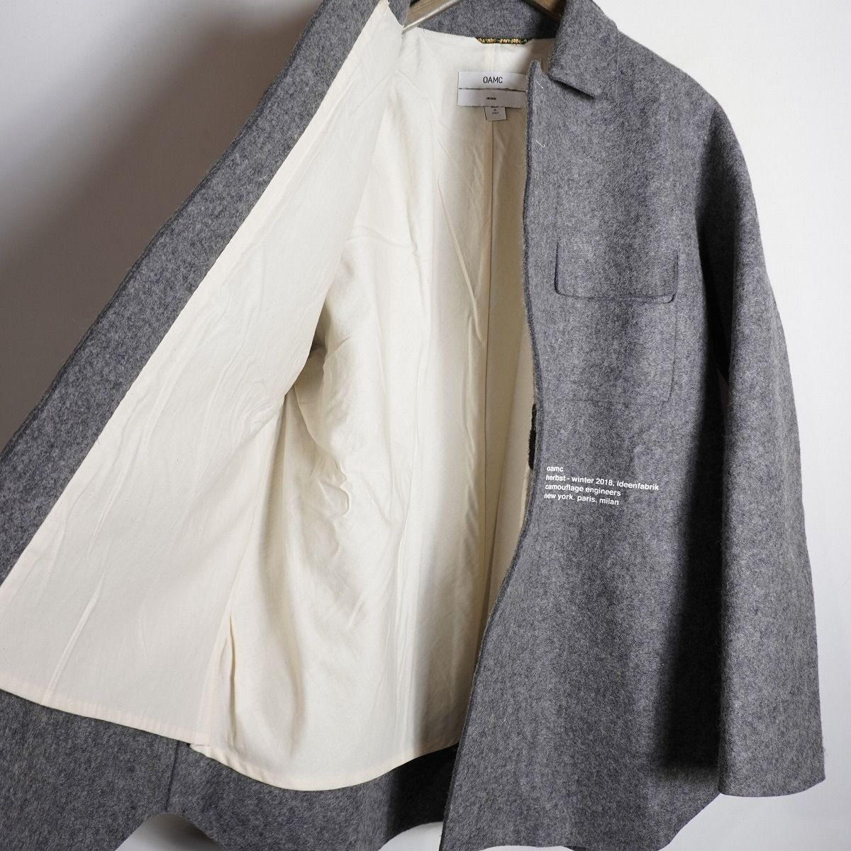 18AW OAMC オーエーエムシー OAMN112566 Kunshalle Felt Overshirt 