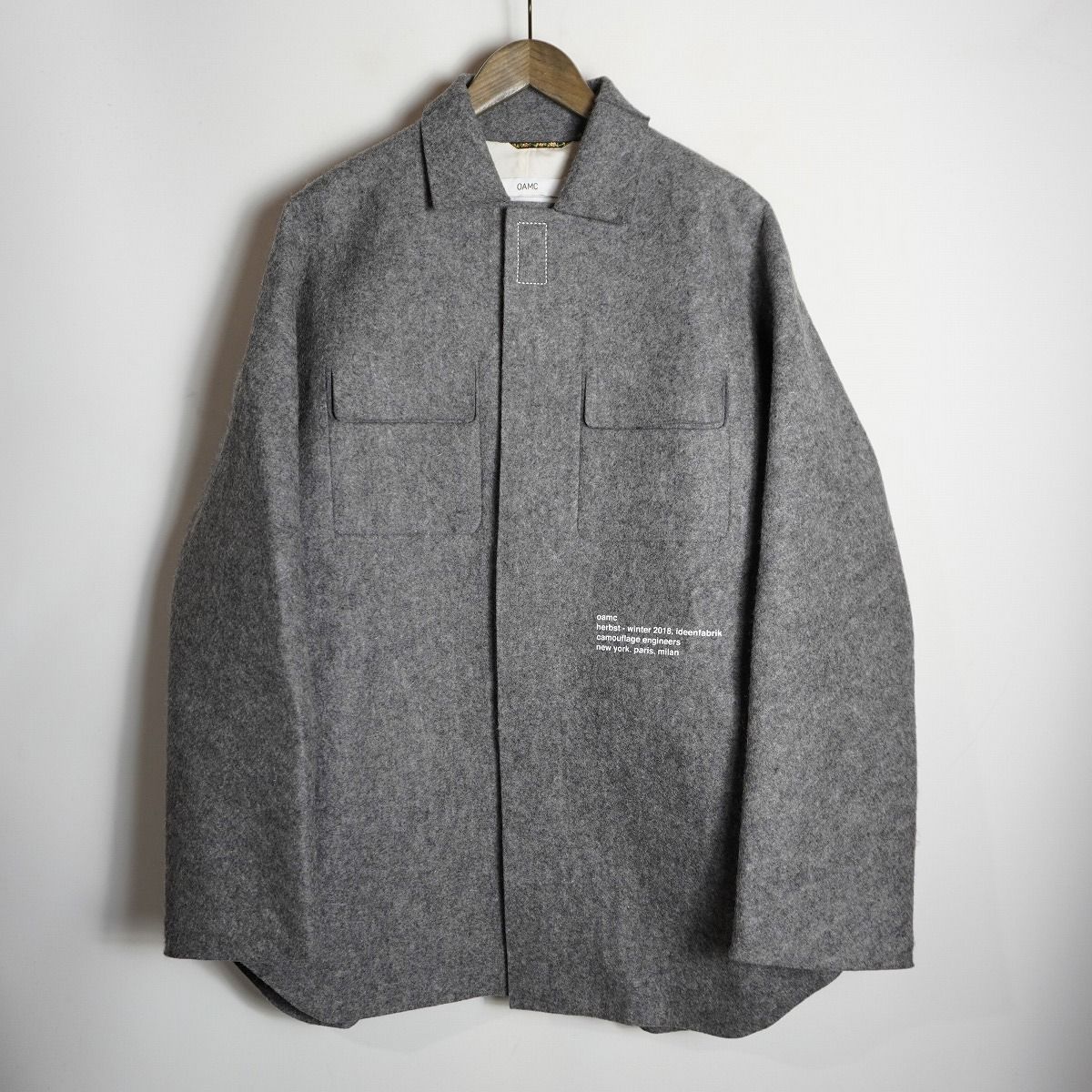 18AW OAMC オーエーエムシー OAMN112566 Kunshalle Felt Overshirt 