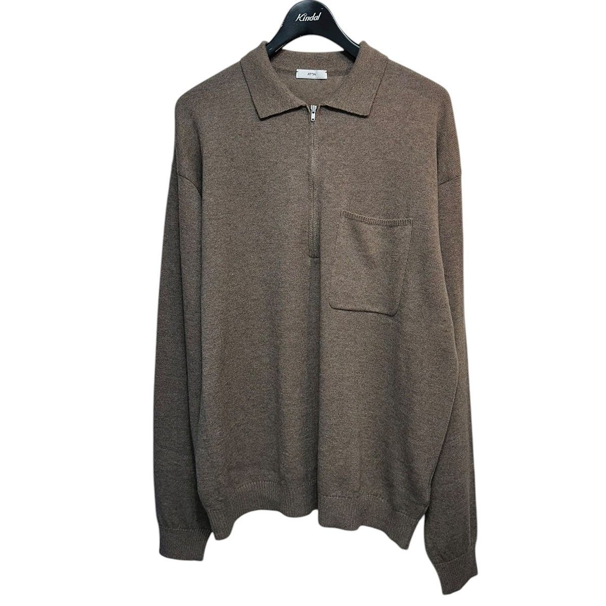 ATON LINEN WOOL BRUSHED ZIP UP POLO SWEATER リネンウールブラッシュドジップアップポロセーター KRAGGW0702 8071000164216