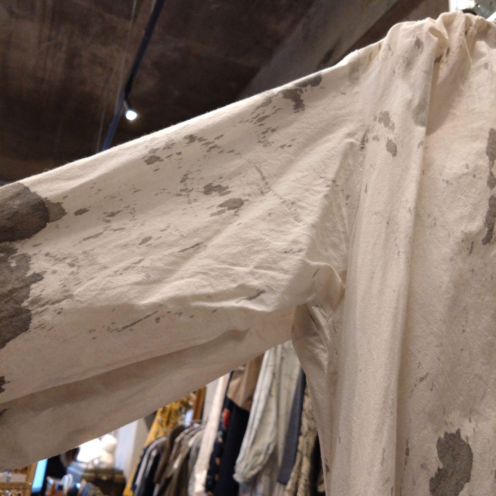  パドカレ Pas de calais ワンピース one-piece 総柄 ロング 水墨画 お呼ばれ デート オフィスカジュアル 食事会 七分袖 グレー 灰色 長袖 七分袖 カットソーワンピース