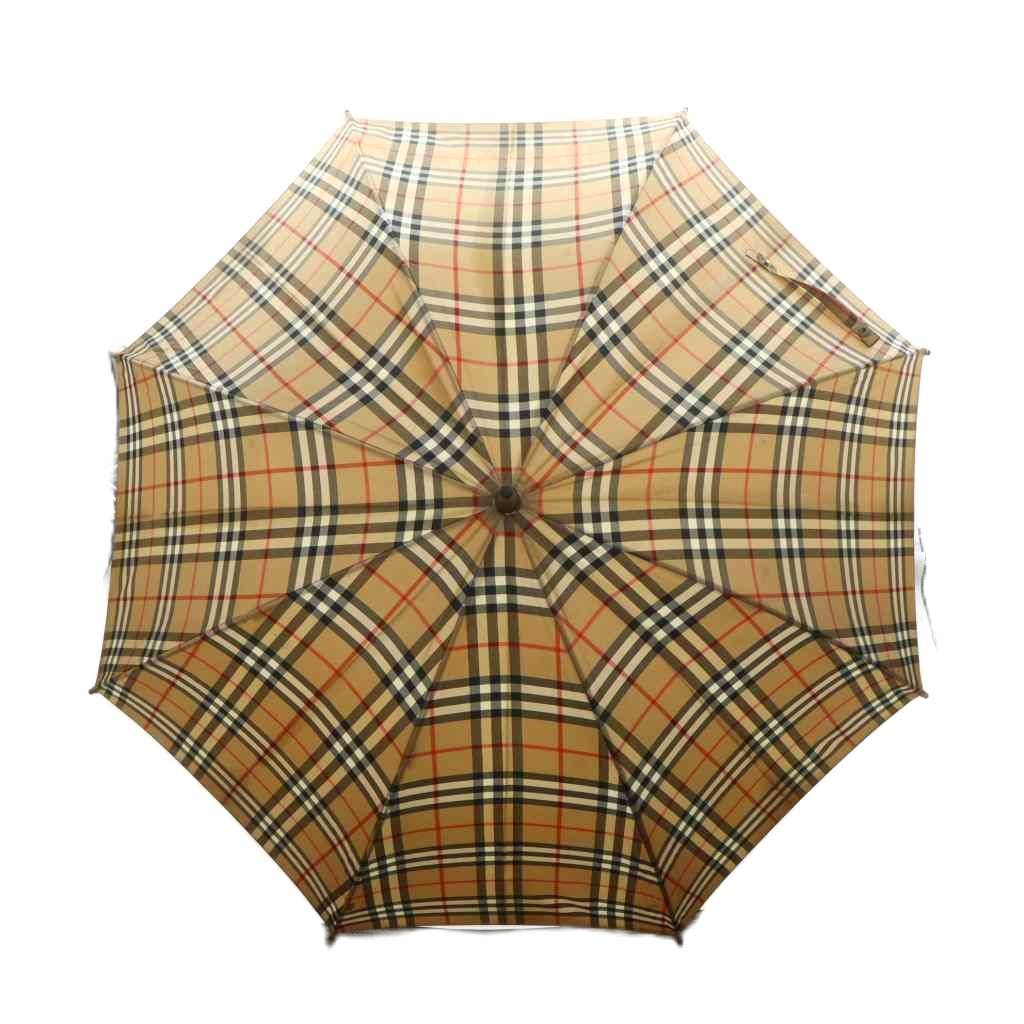 バーバリーズ Burberrys 雨傘 長傘 チェック柄 ノバチェック ロゴ 茶
