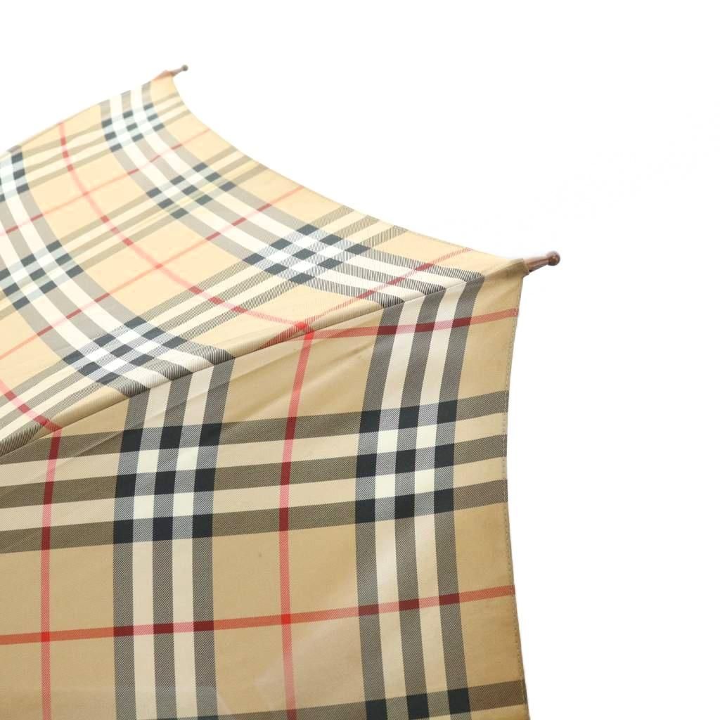 バーバリーズ Burberrys 雨傘 長傘 チェック柄 ノバチェック ロゴ 茶
