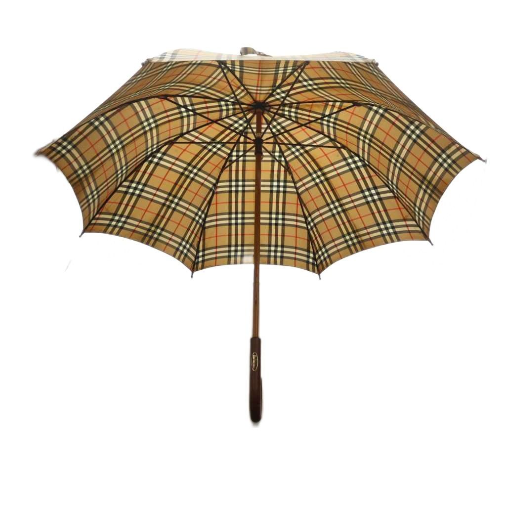 美品　Burberry's バーバリーズ　ノバチェック　長傘　雨傘 バーバリーズ Burberrys 雨傘 長傘 チェック柄 ノバチェック ロゴ 茶