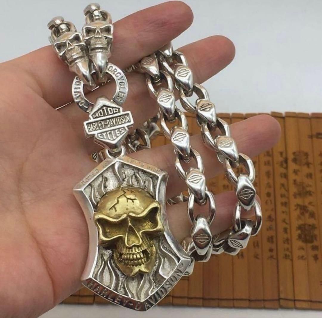 メンズレトロ銀S925銀のネックレス シルバースカル - メルカリ