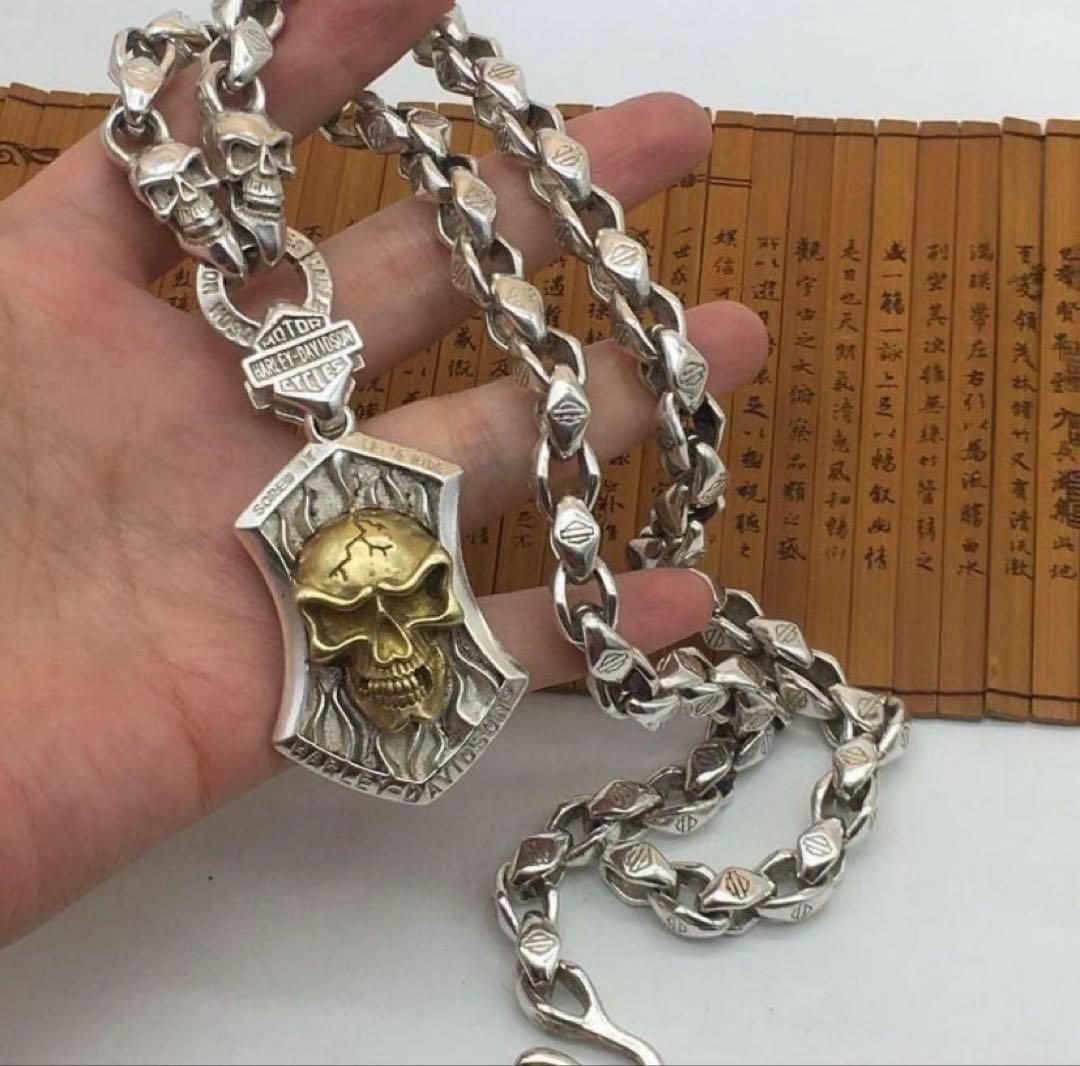 メンズレトロ銀 S925銀のネックレス シルバースカル人気人気 メンズレトロ銀S925銀のネックレス シルバースカル - メルカリ