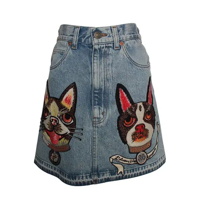 グッチ 刺繍 デニム ミニスカート 55