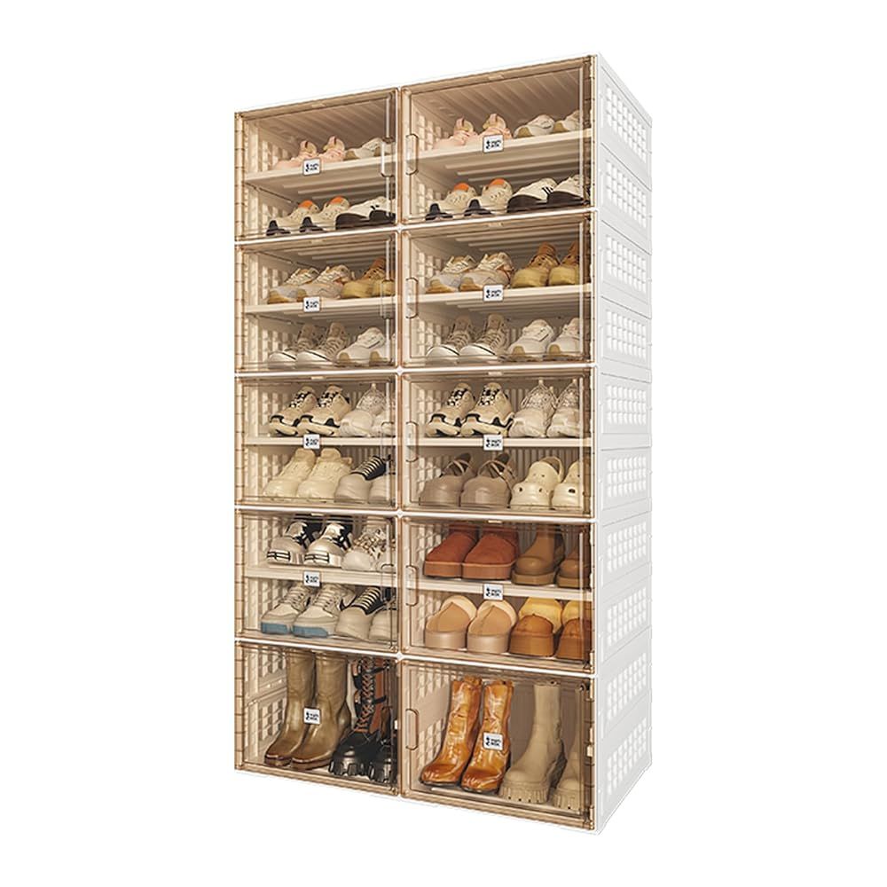 外箱段ボールにキズ 中身は です Mayi Box 折りたたみ式シューズボックス ブーツ収納可 収納キャビネット 大容量 玄関 9段-36足