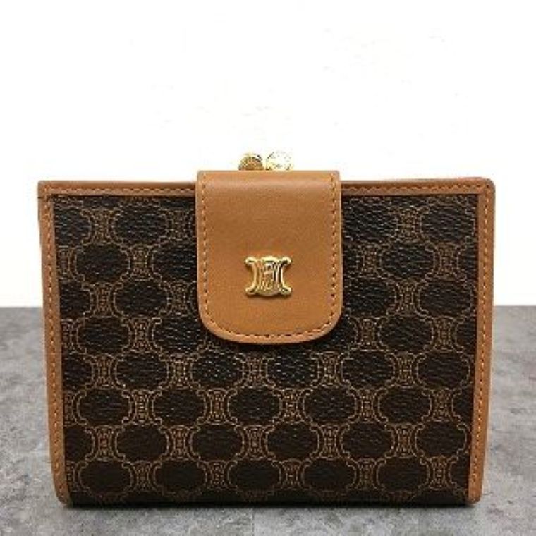 み CELINE コンパクトウォレット ブラウン マカダム柄 517