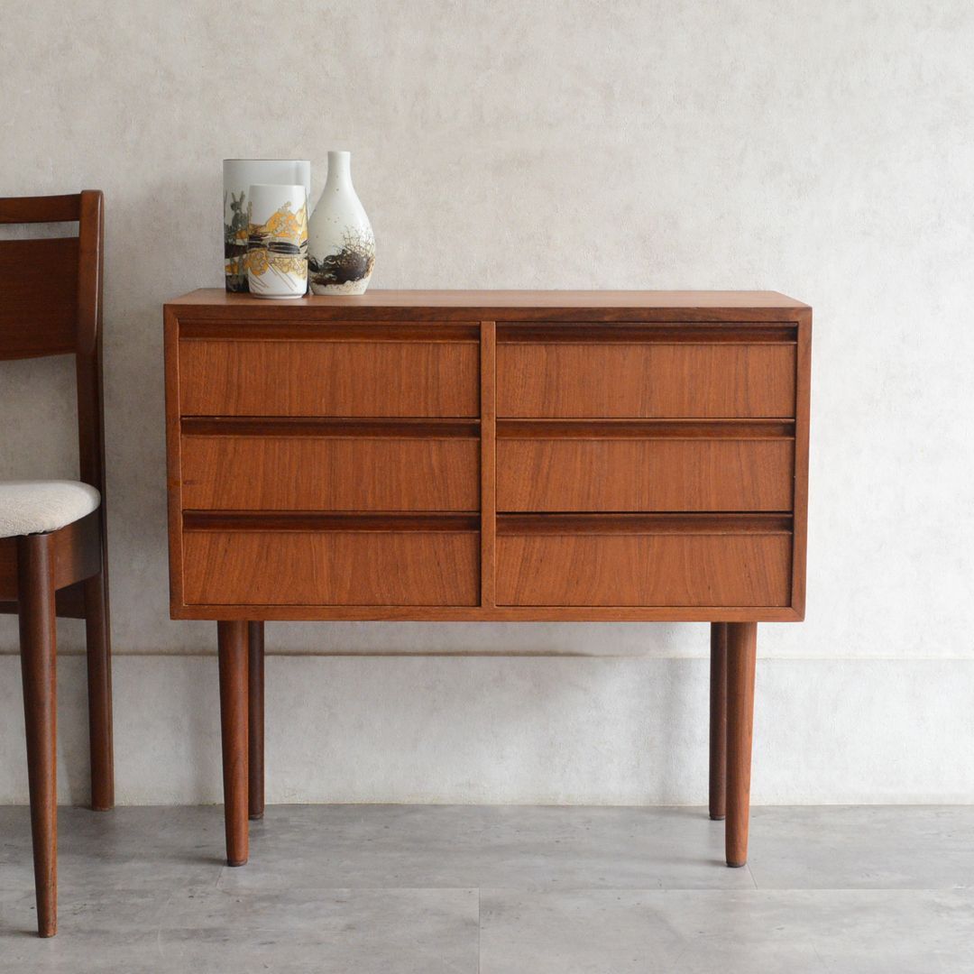 デンマーク 北欧ヴィンテージ チーク ３段2列 スモールチェスト 北欧家具 サイドチェスト 洋タンス 北欧デザイン サイドテーブル