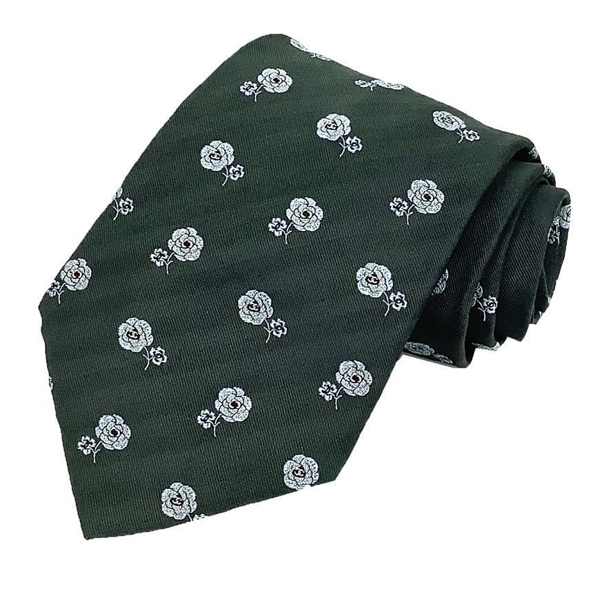 CHANEL シャネル ネクタイ カメリア ココマーク グレー シルク メンズ aq12106