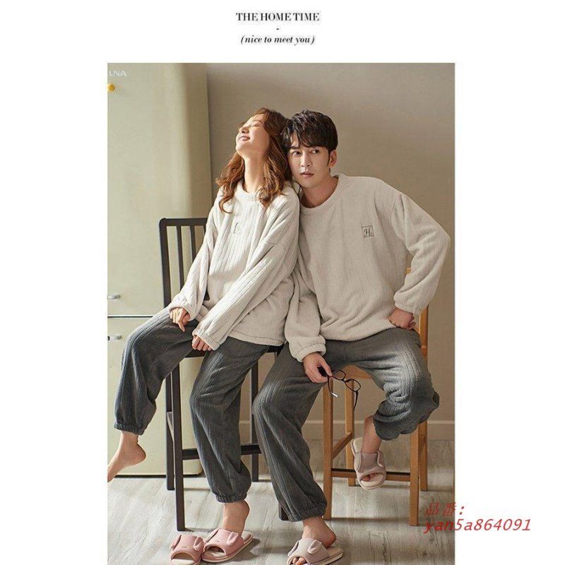 ペアパジャマお揃い冬レディースルームウエア冬物メンズもこもこカップルペアルック暖かい防寒フランネル上下セットゆったり部屋着夫婦安い