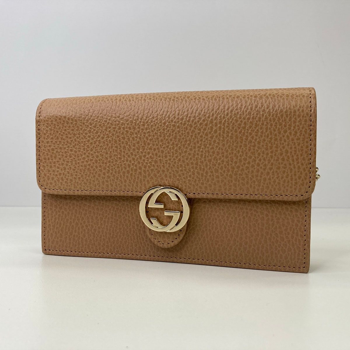 要注目！ GUCCI グッチ チェーンウォレット インターロッキングG ショルダーバッグ 510314 レディース レザー ベージュ