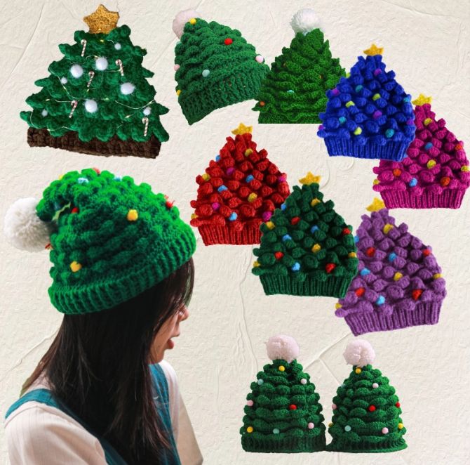 サンタ帽子付きクリスマスツリー サンタ帽子付きクリスマスツリー
