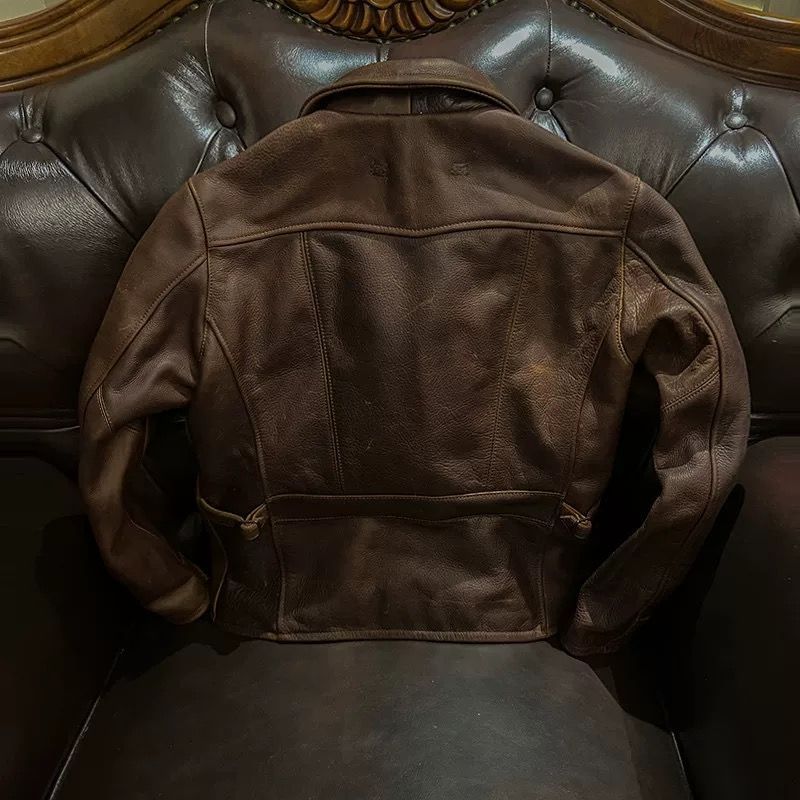h アメリカンヴィンテージ 1930S インポート オイルワックスレザー メンズ ジャケット 2.0mm厚 本革 カジュアル 修身 冬用 ビジネス風