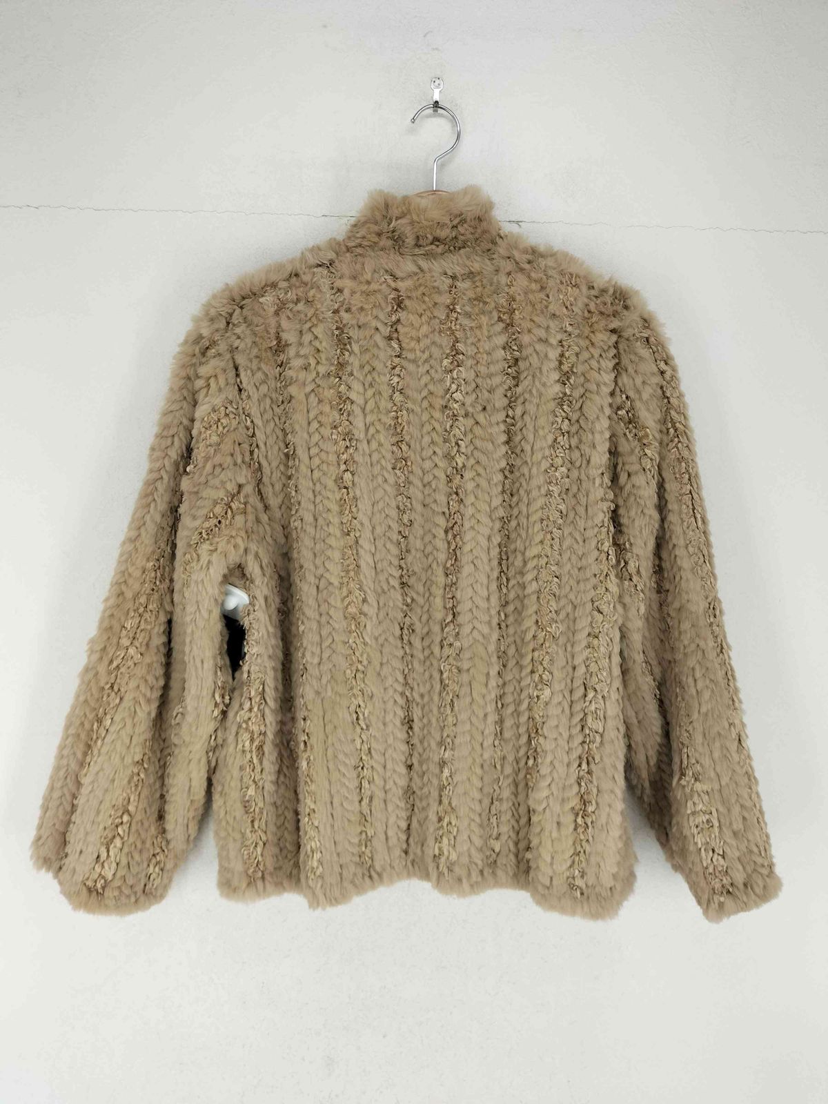 ユーズドフルギ 古着 ラビットファー シルク リバーシブルファージャケット レディース 表記無