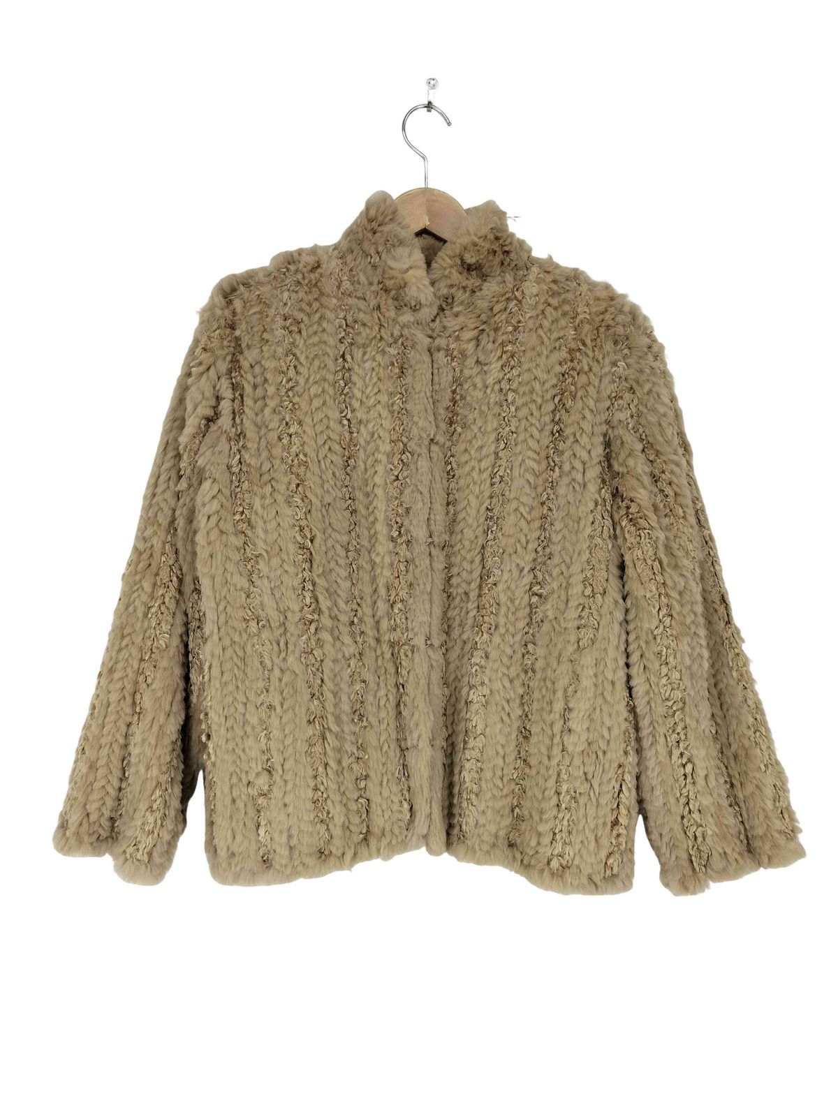 ユーズドフルギ 古着 ラビットファー シルク リバーシブルファージャケット レディース 表記無