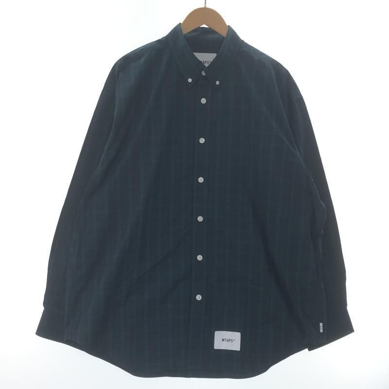 【中古】WTAPS 長袖チェックシャツ 03 グリーン ダブルタップス[10]