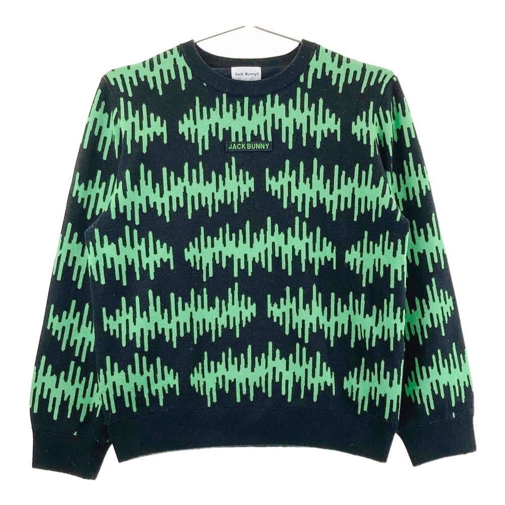 サイズ 6 JACK BUNNY ジャックバニー 裏地付き ニットセーター 総柄 ブラック系 ゴルフウェア メンズ ストスト