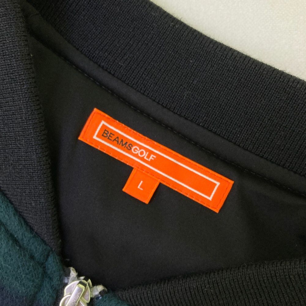 ビームスゴルフ　ニットジップ　ジャケット　シルク混　切替　中綿　ロゴ刺繍 ビームスゴルフ ニットジップ ジャケット シルク混 切替 中綿 ロゴ刺繍