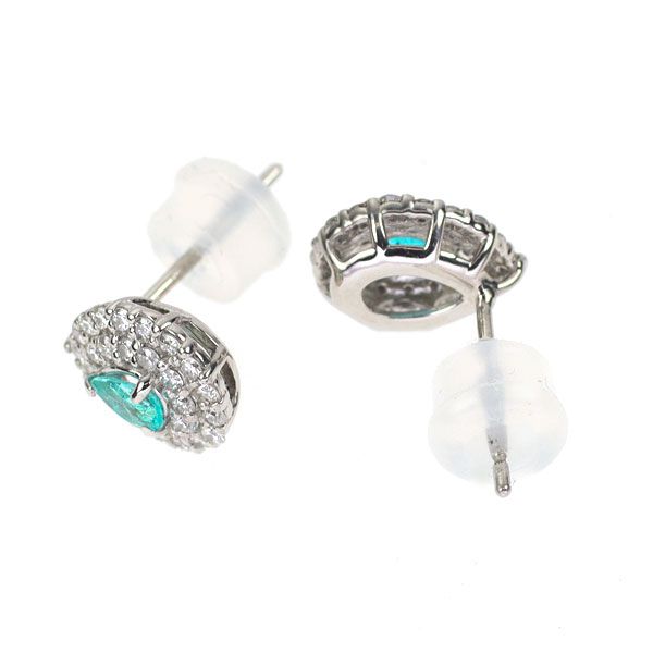 Pt900 ブラジル産パライバトルマリン ダイヤモンド ピアス 0.15ct D0