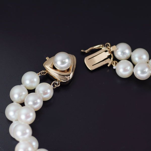 K 14 PG アコヤ真珠 ブレスレット 径約6.3-6.8 mm 2連