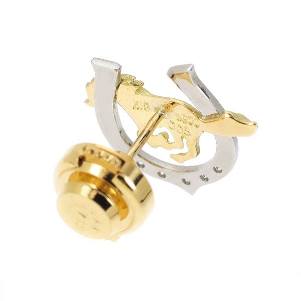 K 18 YG Pt 900 ダイヤモンド ピンブローチ 0.05 ct 馬蹄