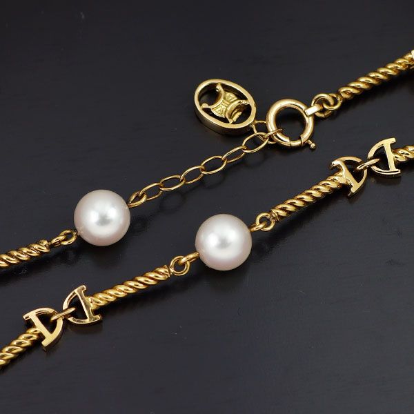 セリーヌ K 18 YG アコヤ真珠 ブレスレット 径約5.0-5.4 mm マカダム