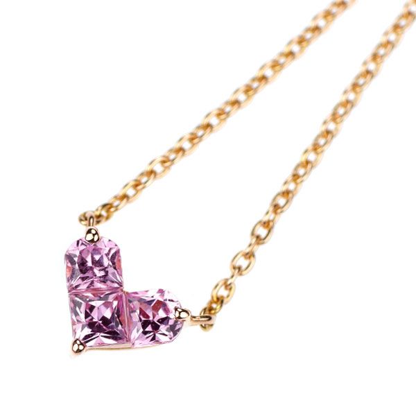 ア*イ様 18KRG ピンクサファイア ハート ミステリーセッティング ペンダン ア*イ様 18KRG ピンクサファイア ハート ミステリーセッティング