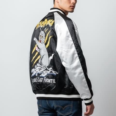新品 メンズ スカジャン 朧 ブルゾン アウター ジャケット 猫 ネコ