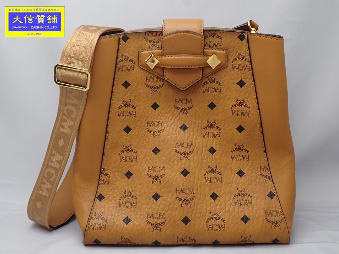 MCM ヴィセトスモノグラム ショルダートートバッグ MWD ASSE 05 CO 001 コニャック A 8961 質屋