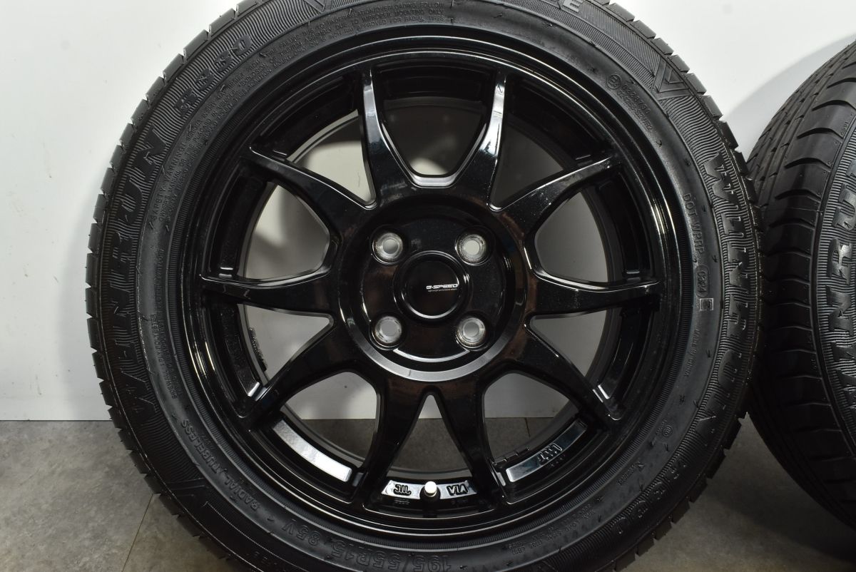  バリ溝 Gスピード 15 in 6 J 45 PCD 100 ウィンラン R 330 195 55 フィールダー ヴィッツ アクア フィット ノート デミオ 可 15インチ タイヤ ホイールセット