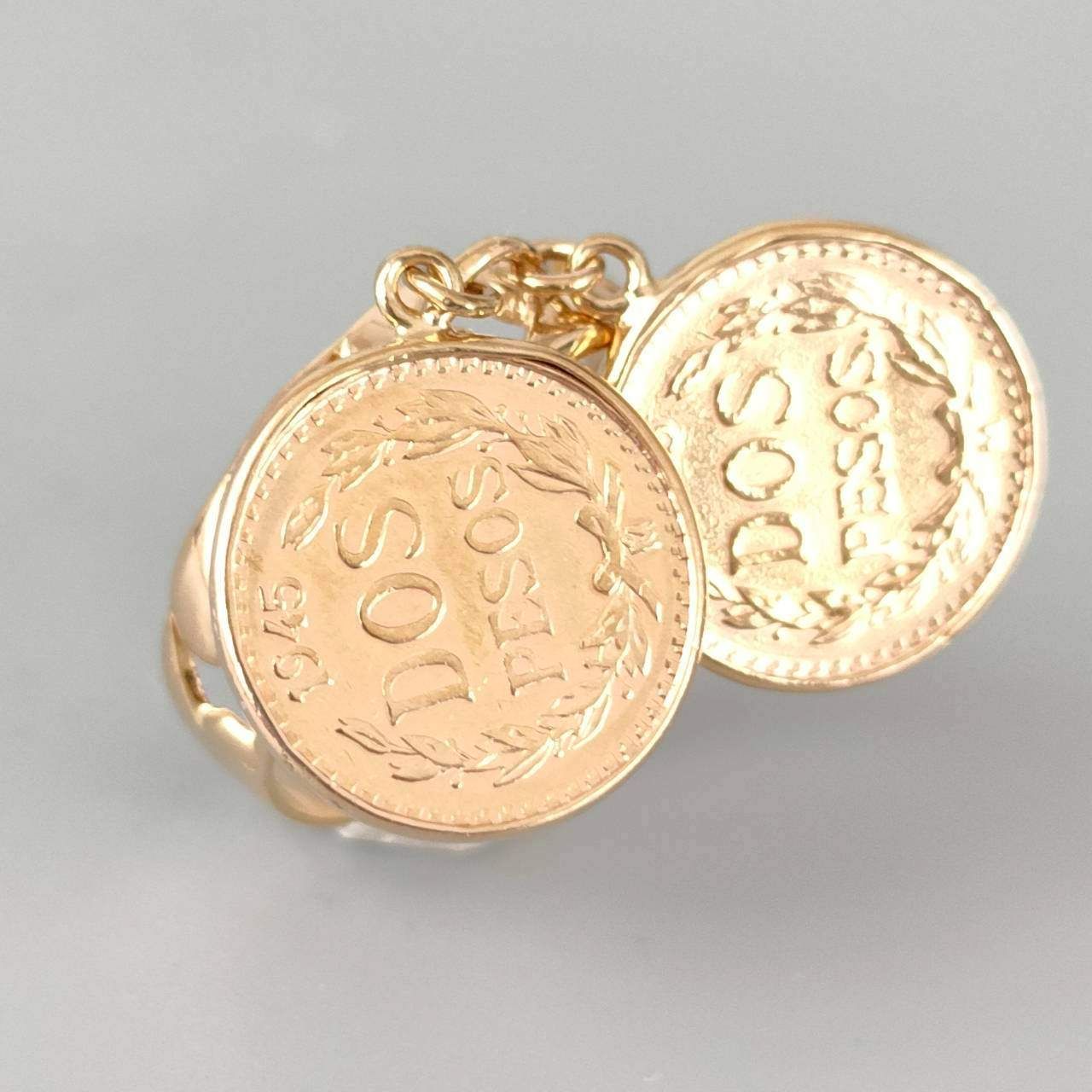 18金 K18-K21.6 ドスペソ金貨 2連リング 5.68g 11号 D424