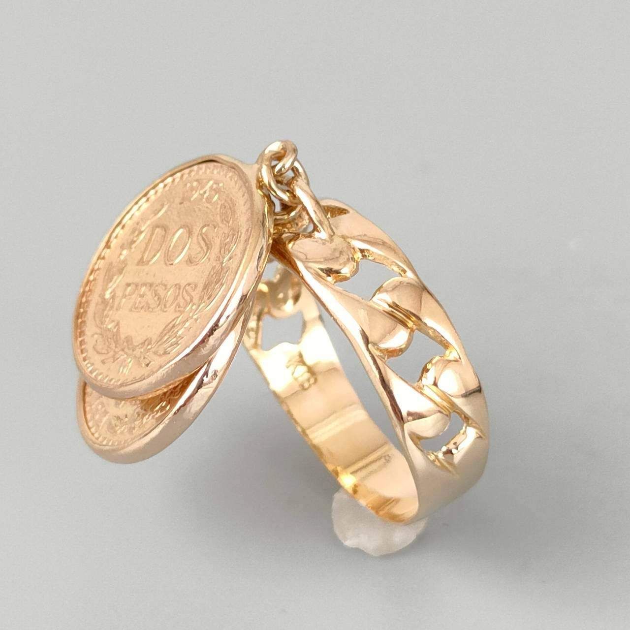 18金 K 18-K 21.6 ドスペソ金貨 2連リング 5.68ｇ 11号 D 424