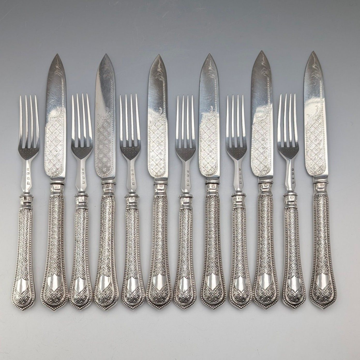 1867年頃 英国アンティーク 純銀製ハンドル カトラリー6ペア