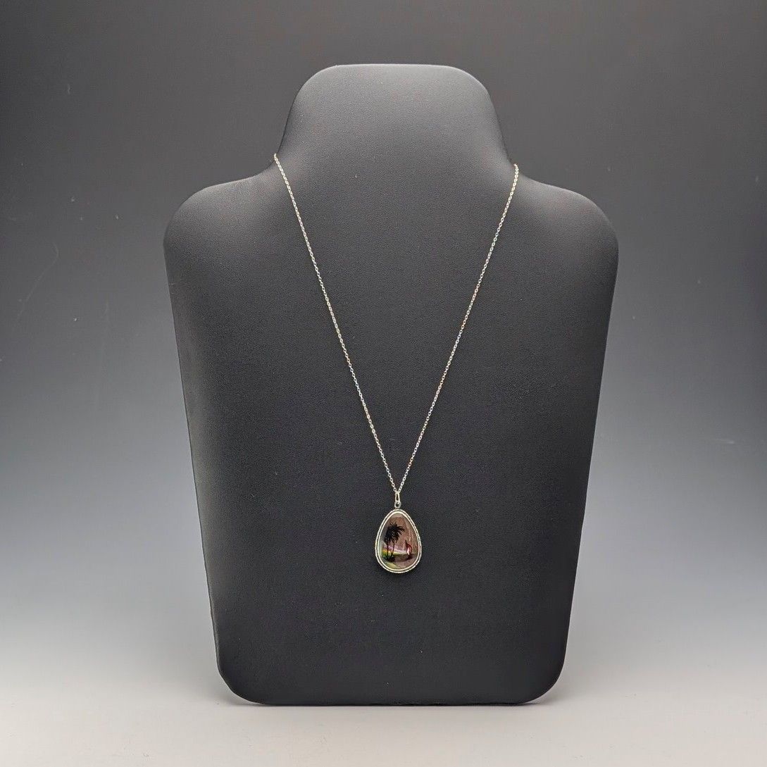 英国ヴィンテージ 純銀台座 バタフライウイングペンダント 純銀