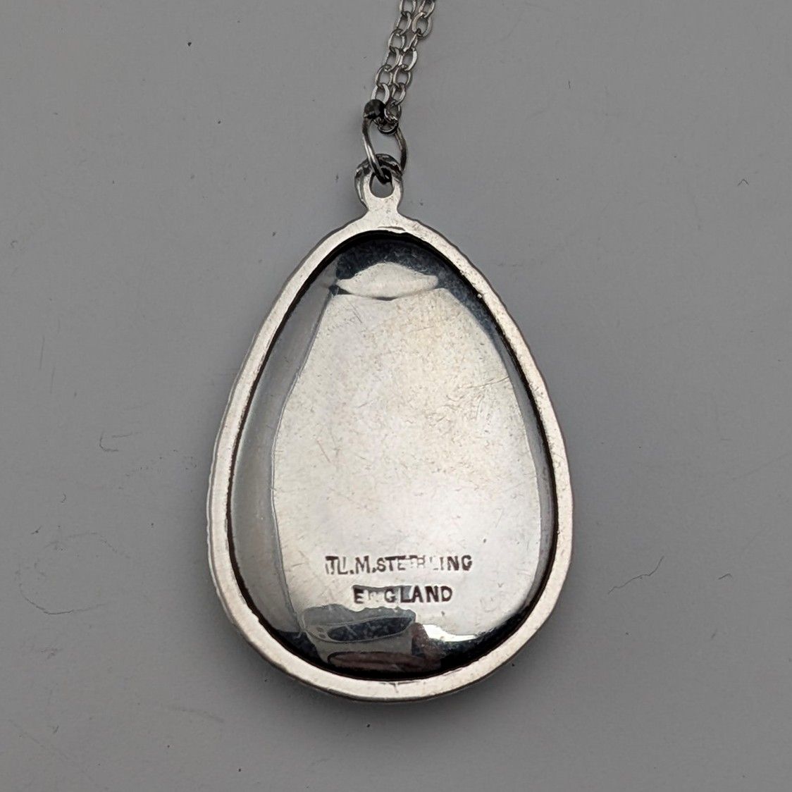 英国ヴィンテージ 純銀台座 バタフライウイングペンダント 純銀