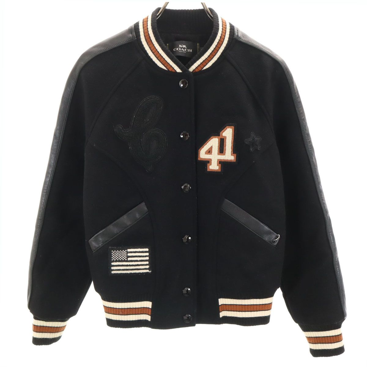COACH コーチ スタジャン XS ブラック F34122 バーシティジャケット 中綿 レディース 古着