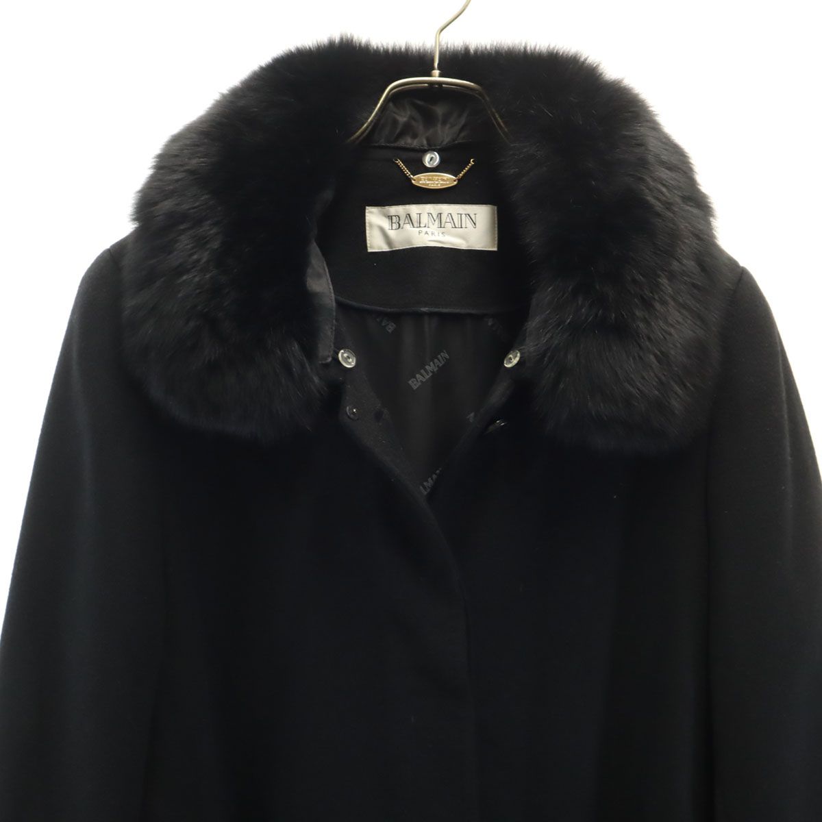 トップ BALMAIN バルマン カシミヤ100% ロングコート 9 ブラック