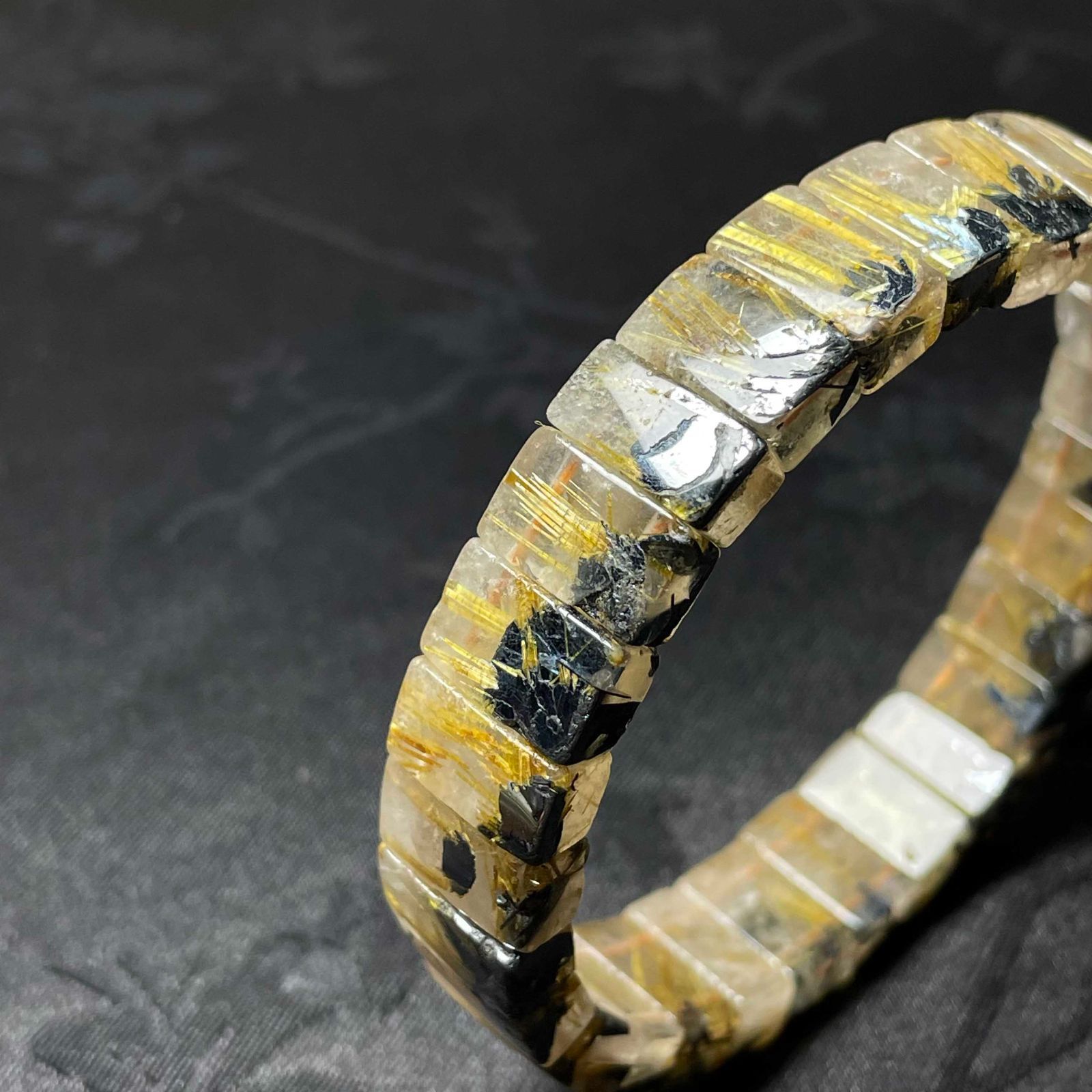 10%OFF 貴重 EU製☆太陽花タイチンルチルバングル☆黄金針水晶