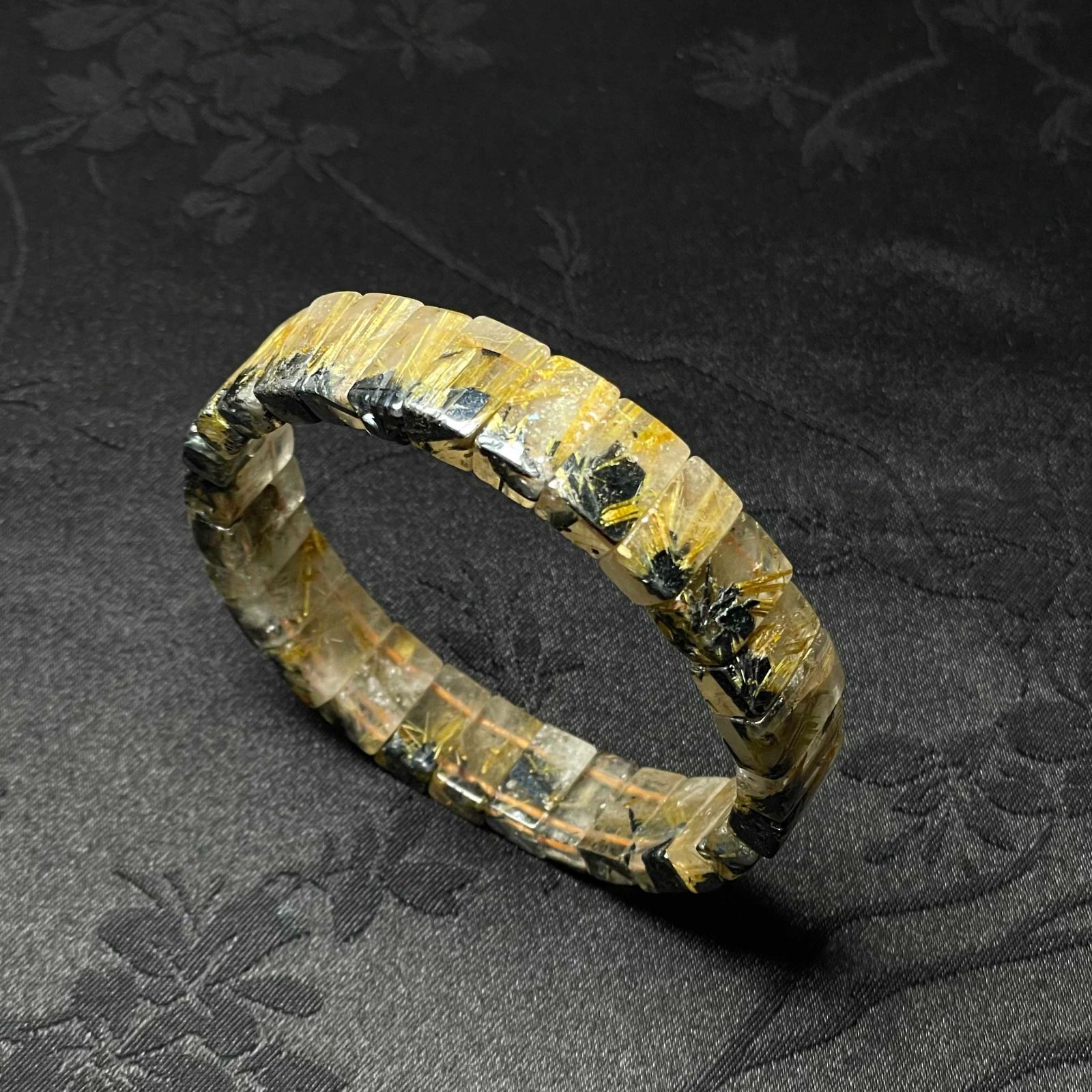 10%OFF 貴重 EU製☆太陽花タイチンルチルバングル☆黄金針水晶