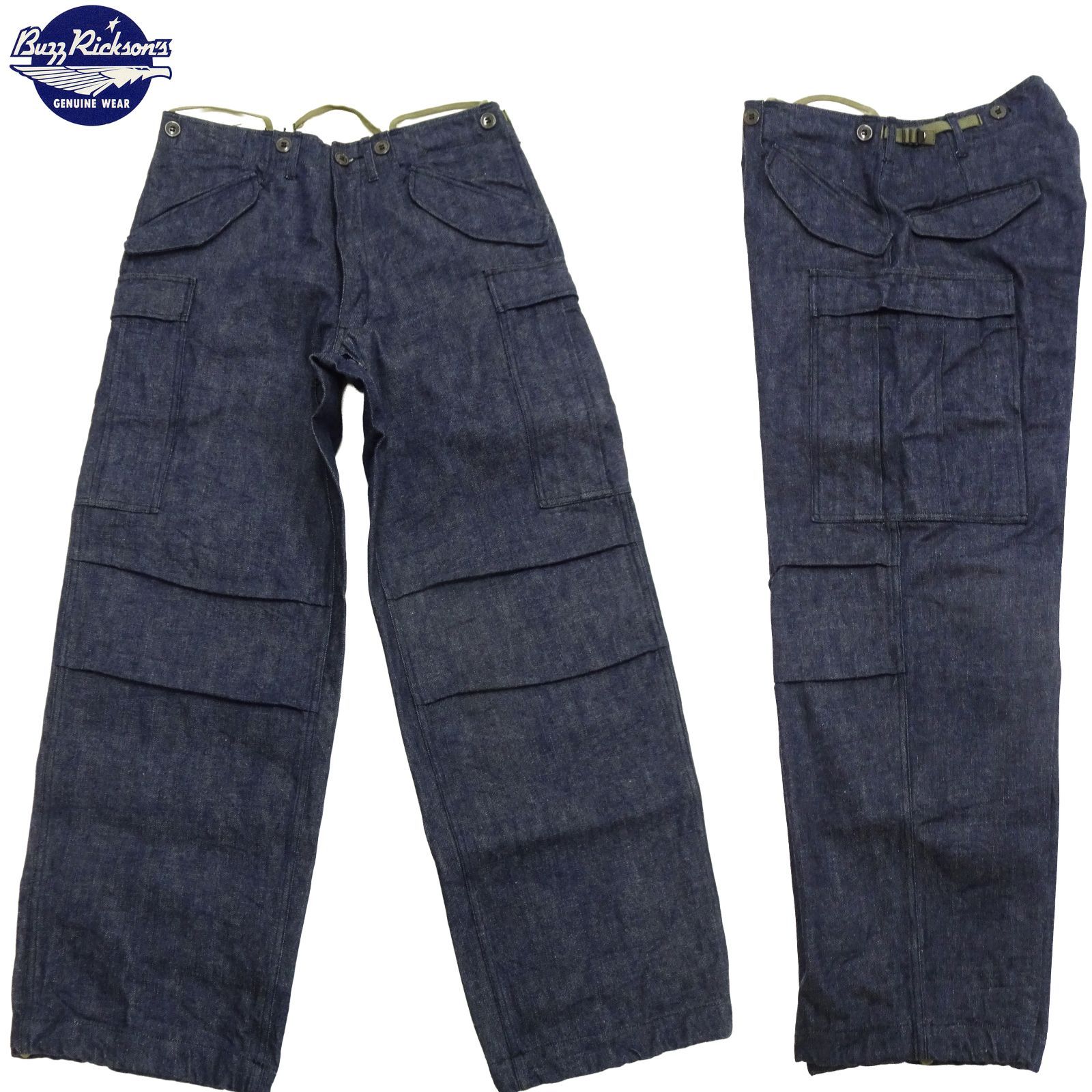 バズリクソンズ デニム カーゴパンツ BR 42586 メンズ バギーフィット 米陸軍 M-51 フィールド トラウザーズ デニムバージョン Buzz Rickson 421 A ワンウォッシュ