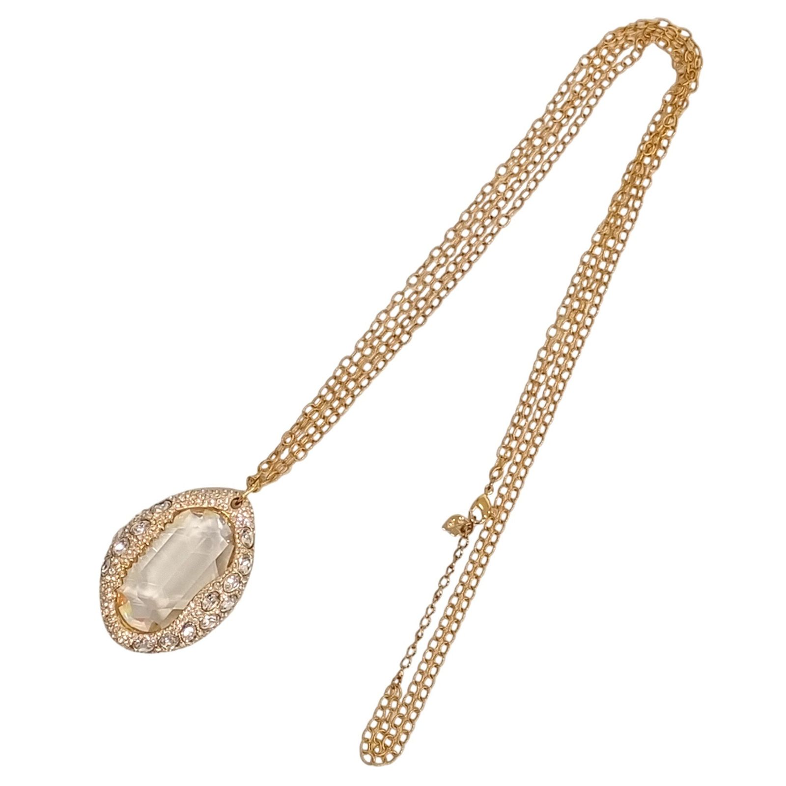 SWAROVSKI スワロフスキー オーバル ラインストーン ネックレス 5520668 ゴールド JA-23326