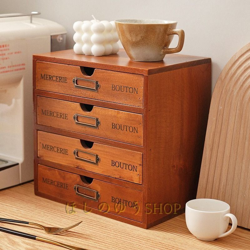 ナチュラルウッド 4段小物収納 ナチュラルウッド 4段小物収納 収納ボックス 木製 4段 引き出し 棚