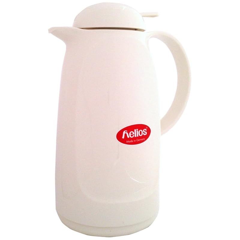 helios ヘリオス リラックスプッシュ ガラス卓上魔法瓶 1L ホワイト 0