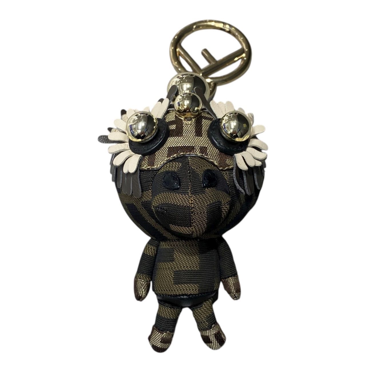 EM 1124 FENDI フェンディ キーホルダー キーチェーン バックチャーム サル 猿 スタッズ ズッカ ゴールド金具